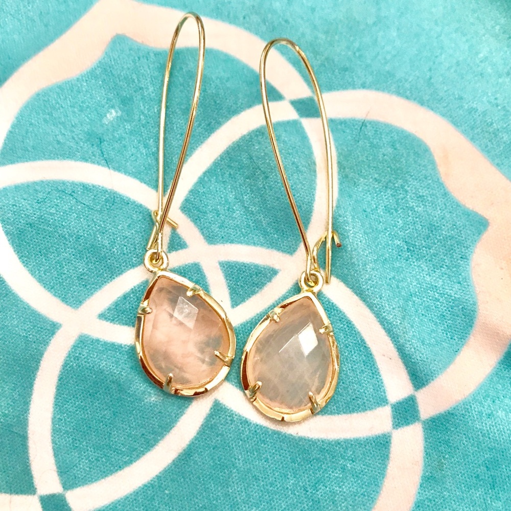 Kendra Scott Rose Quarts Drop Earrings w Gold